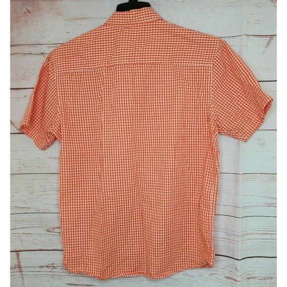 Ecko Unltd Orange White Checkered Men’s Casual Button-Up Short Sleeve Shirt - Picture 6 of 10